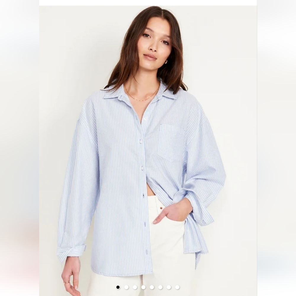 Old Navy Stripe Boyfriend Shirt Large
